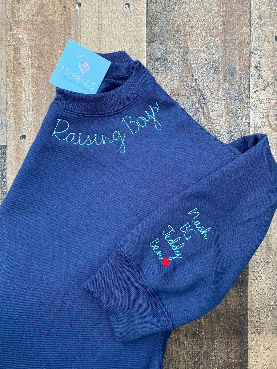 The Lila Embroidered Sweatshirt With Personalized Collar Cuff