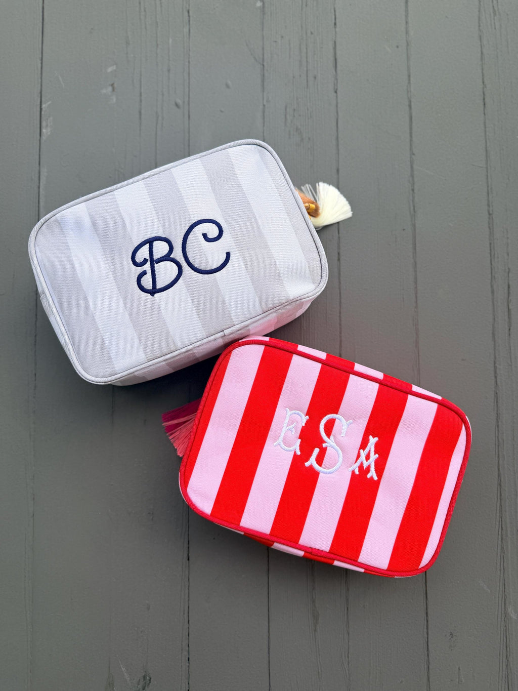 Mahjong Tile Pouch - Preppy Travel Bag With Tassels | Embroidered Pencil Case