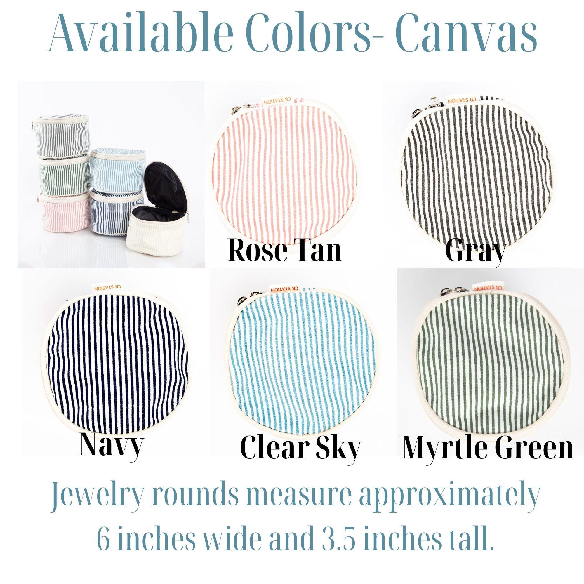 Monogrammed Jewelry Travel Case – Preppy Striped Canvas Organizer | Personalized Initials Pouch