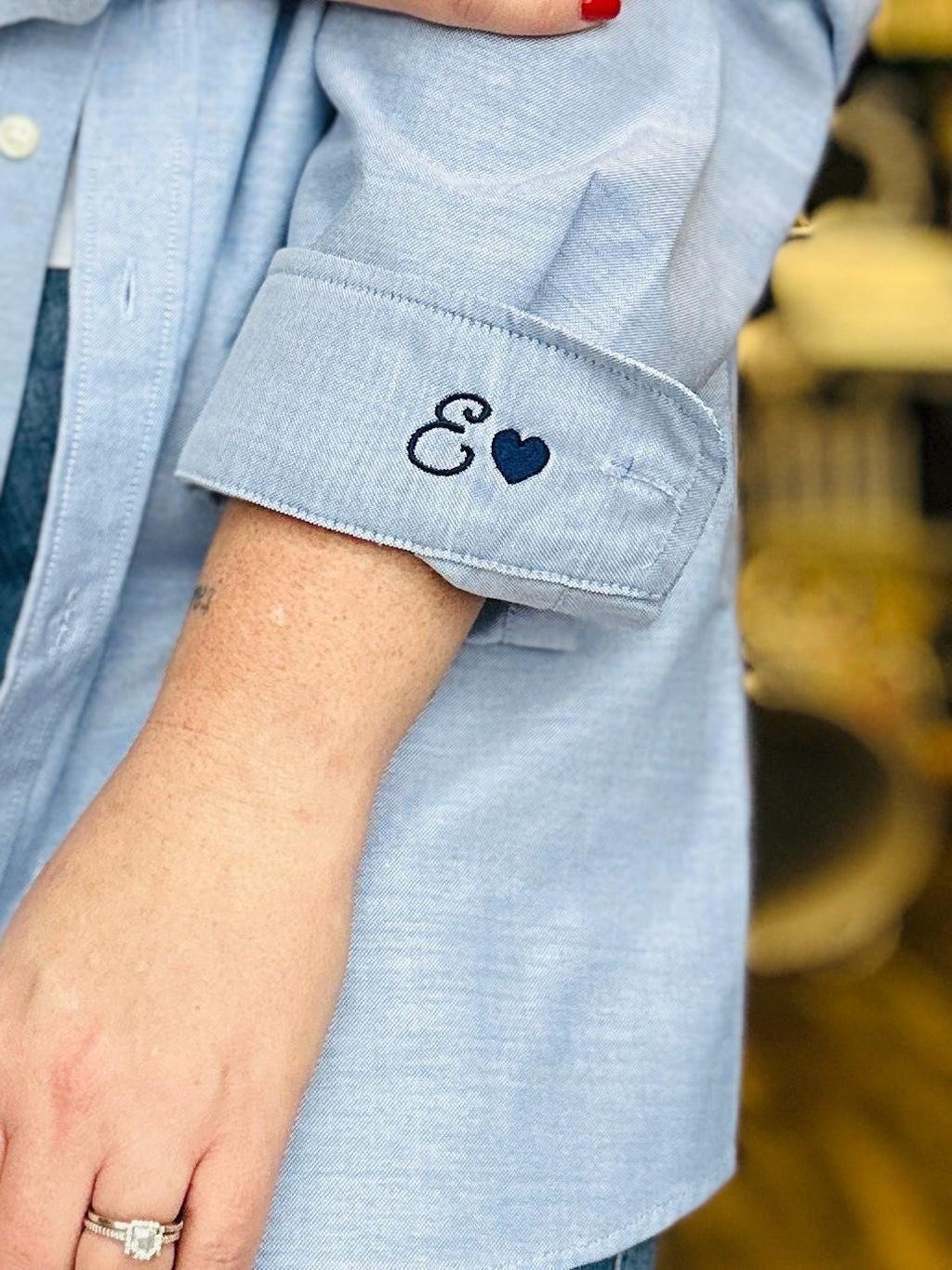 Personalized Oxford Shirt - Embroidered Cuff, Oversized Mens Fit, Bridal Party Gift