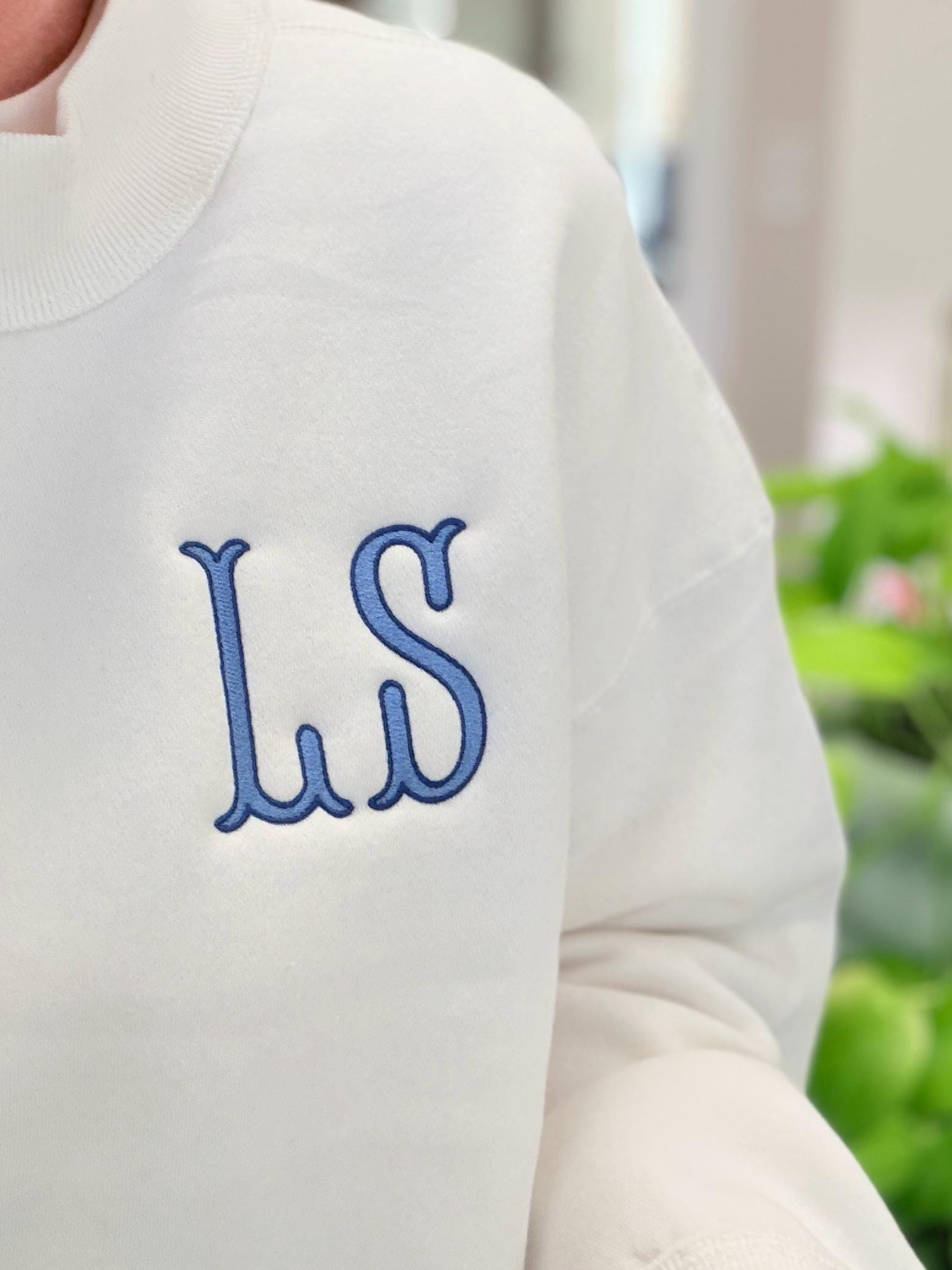 Mock Neck Sweatshirt - Custom Initials, Two Tone Embroidery, Relaxed Fit