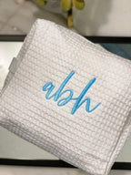 Embroidered Makeup Bag – Personalized Spa Pouch | Waffle Weave Cosmetic Case