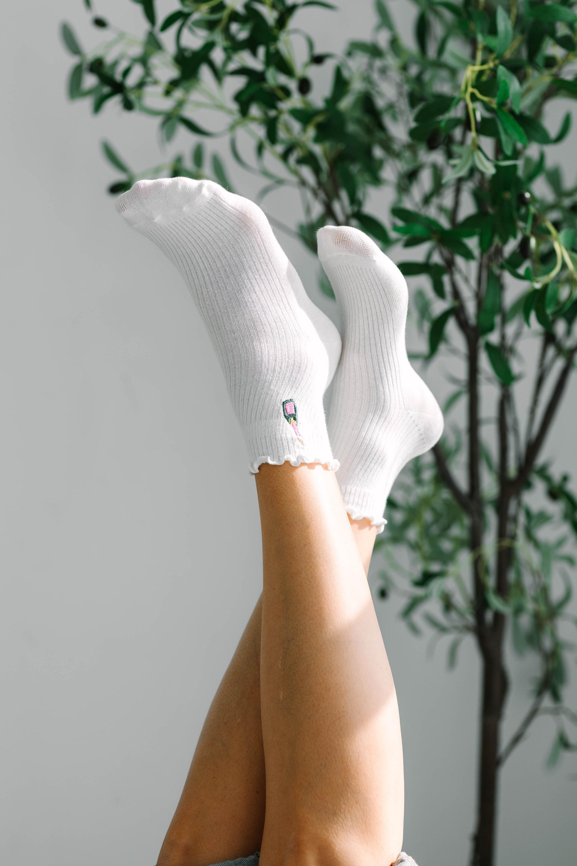 Personalized Embroidered Socks - Custom Crew Socks With Initials & Bow Design