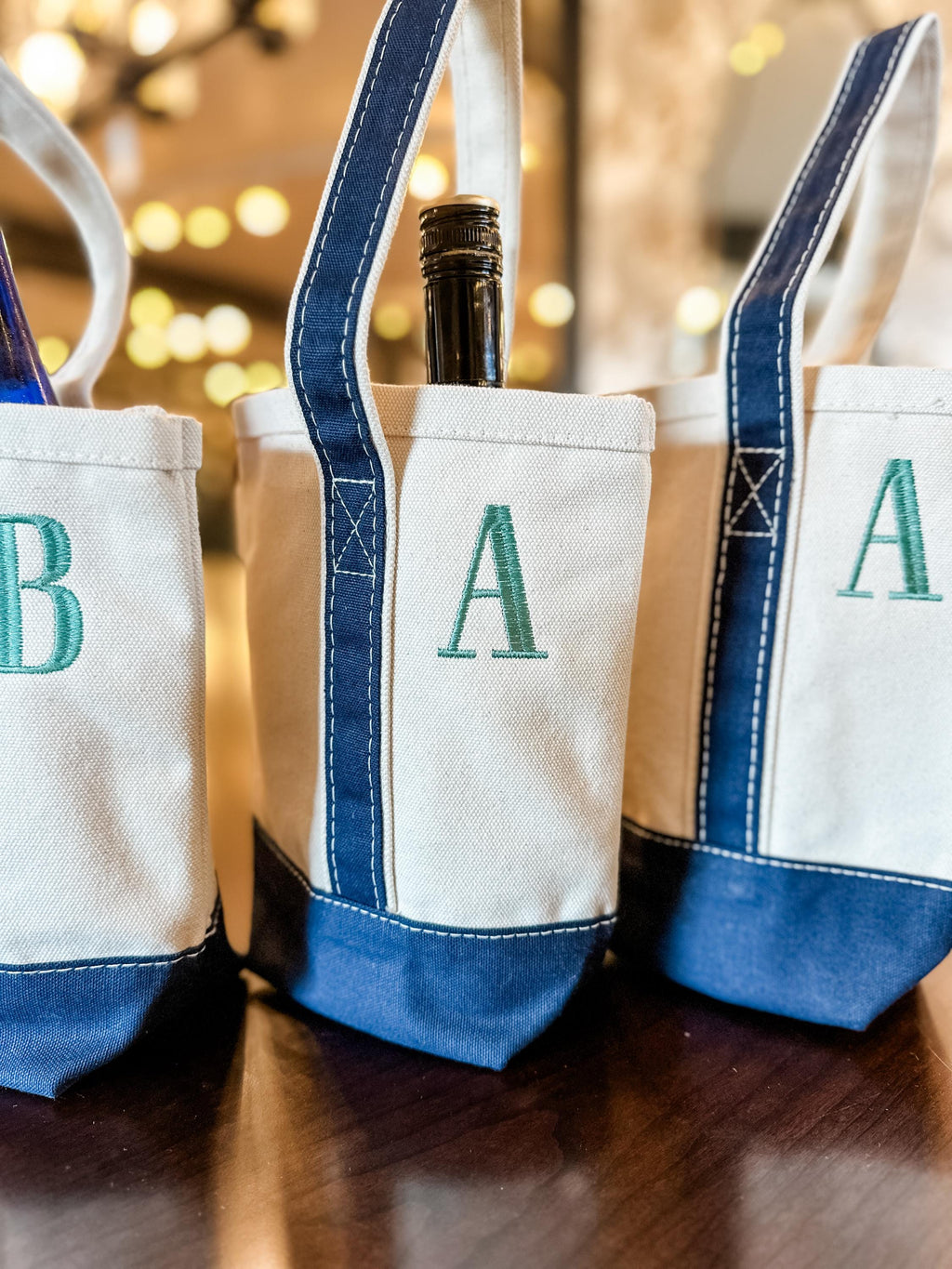 Personalized Wine Tote - Monogram Wine Bag With Removable Velcro Dividers