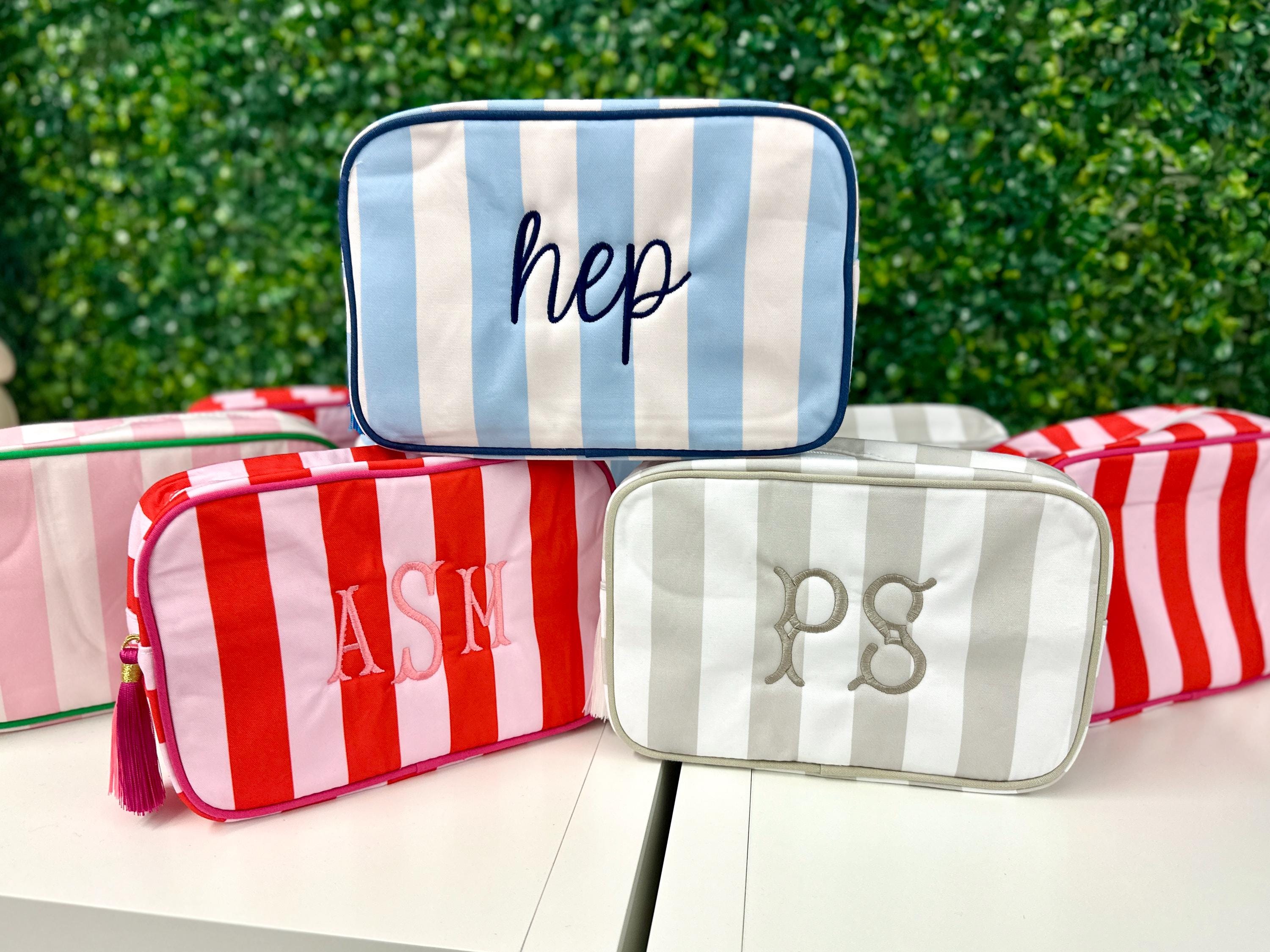 Mahjong Tile Pouch - Preppy Travel Bag With Tassels | Embroidered Pencil Case