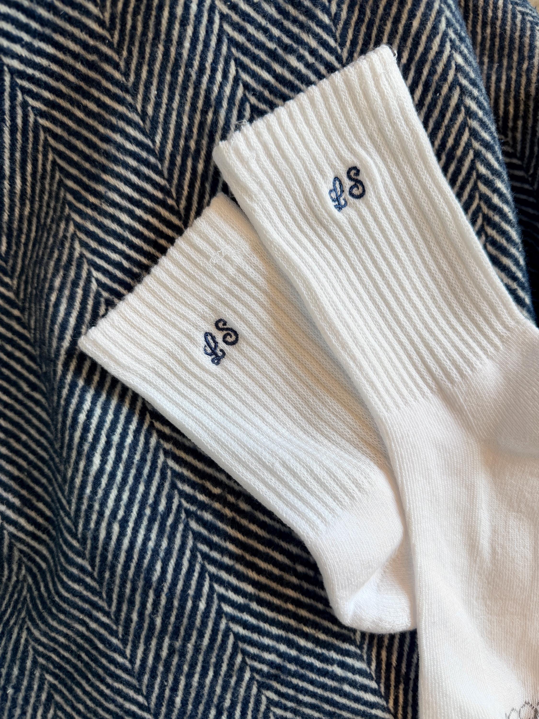 Personalized Embroidered Socks - Custom Crew Socks With Initials & Bow Design