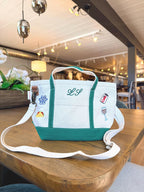 Custom Crossbody Tote - Embroidered Canvas Bag With Adjustable Strap & Zipper Closure