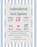 Personalized Embroidered Socks - Custom Crew Socks With Initials & Bow Design