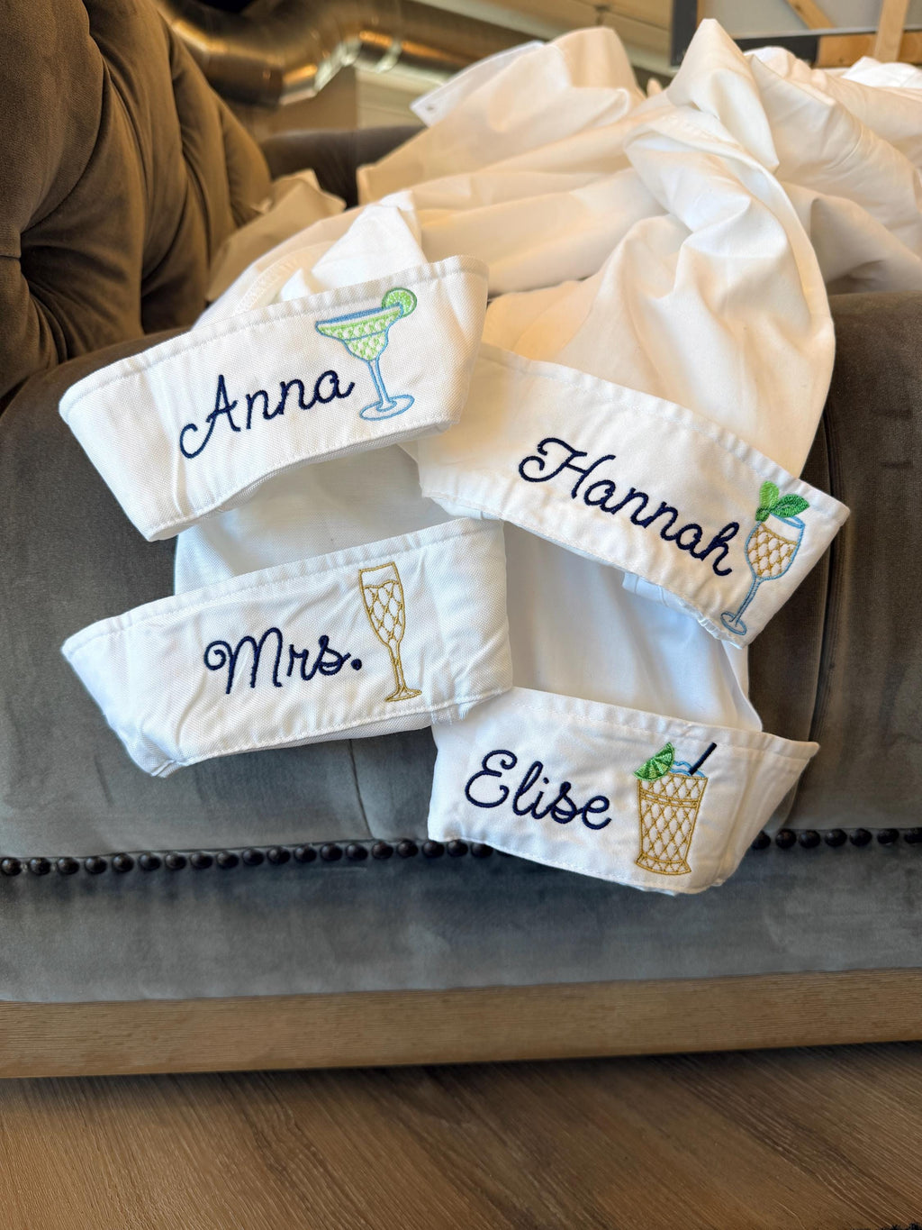 Embroidered Bridal Shirt - Custom Button Down With Personalized Cuff Embroidery