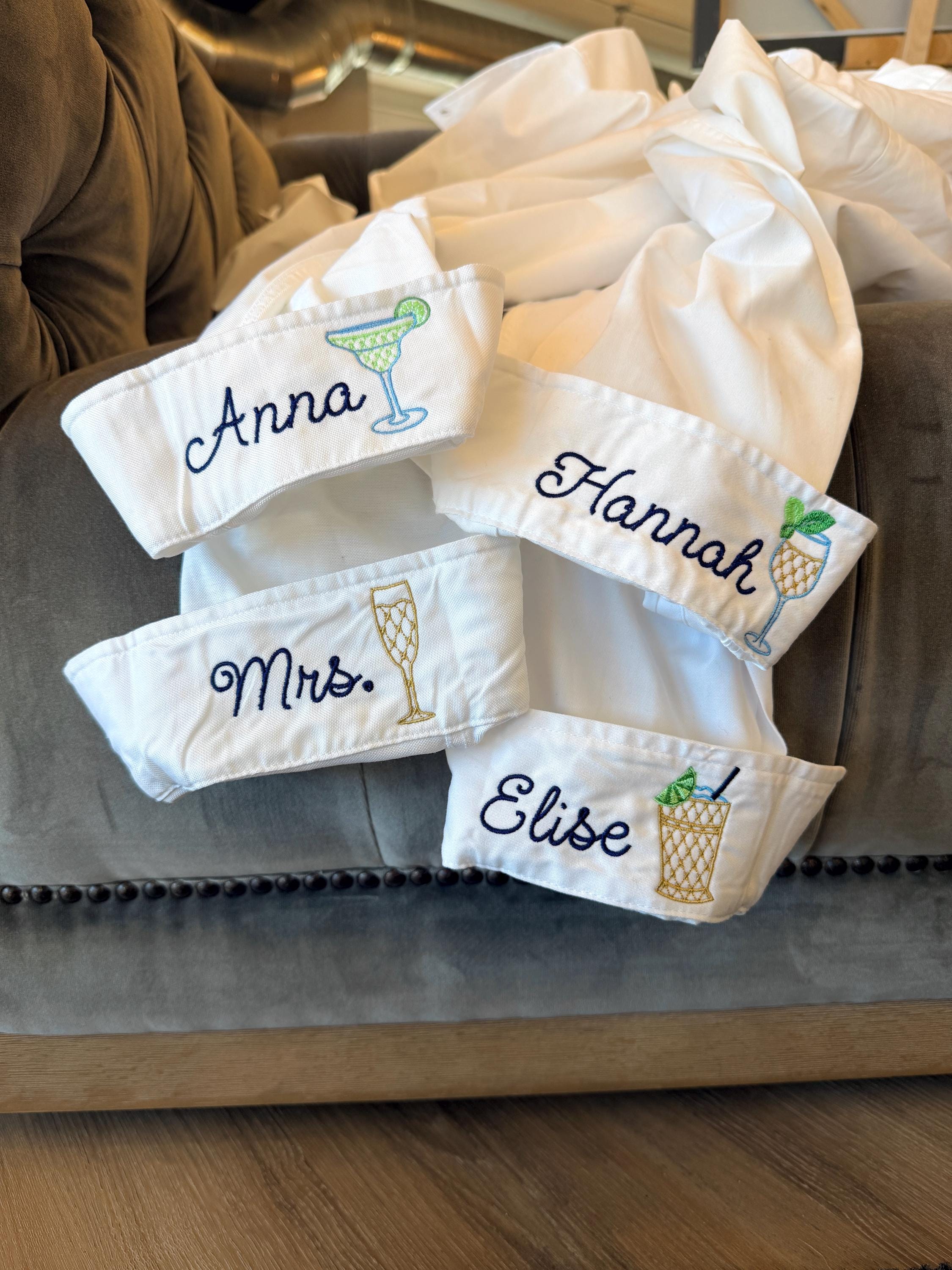Embroidered Bridal Shirt - Custom Button Down With Personalized Cuff Embroidery