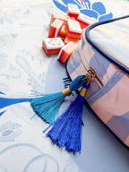 Mahjong Tile Pouch - Preppy Travel Bag With Tassels | Embroidered Pencil Case