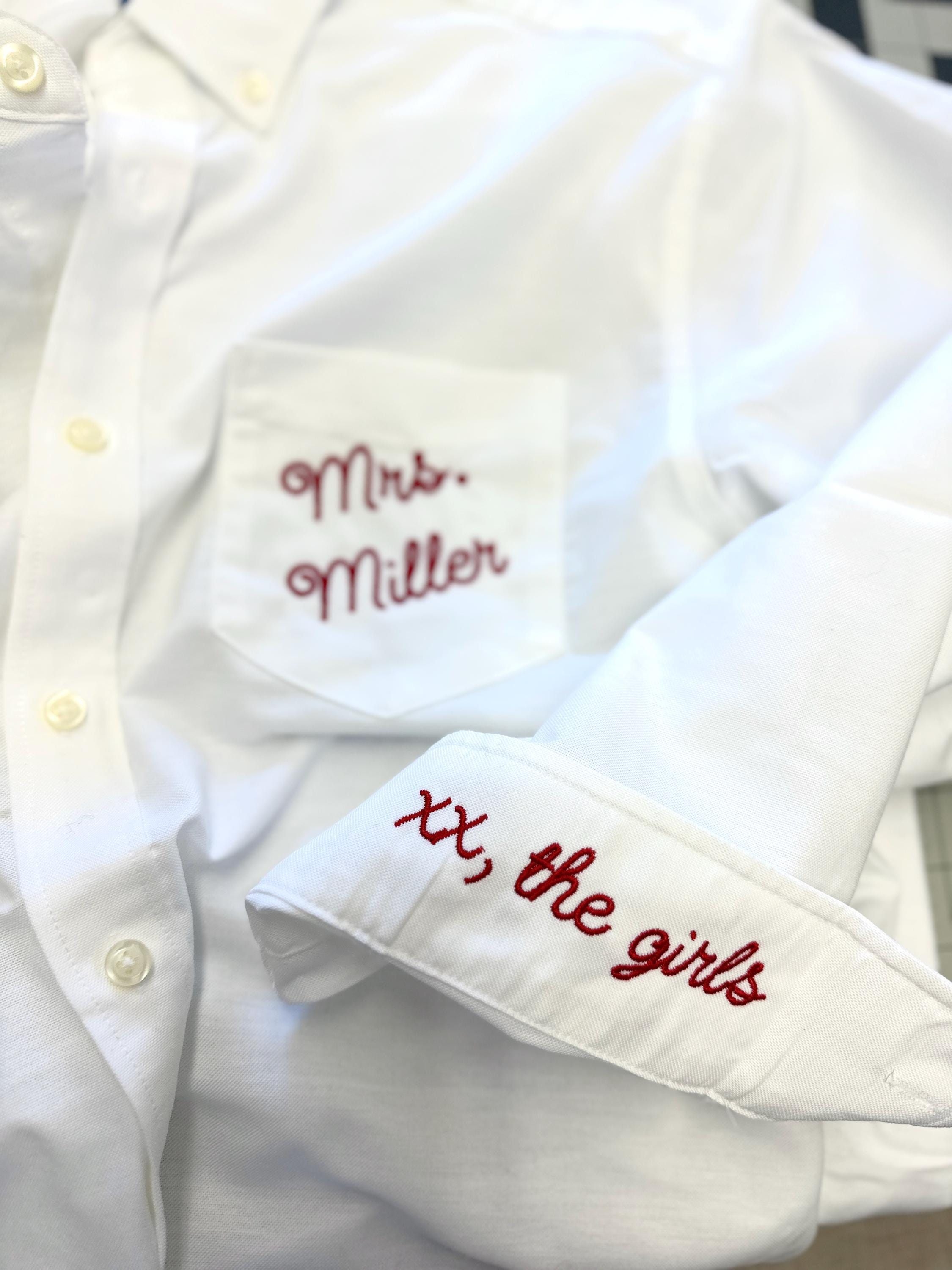 Embroidered Button Down - Personalized Bridal Party Shirts | Wrinkle Resistant Oxford Blend