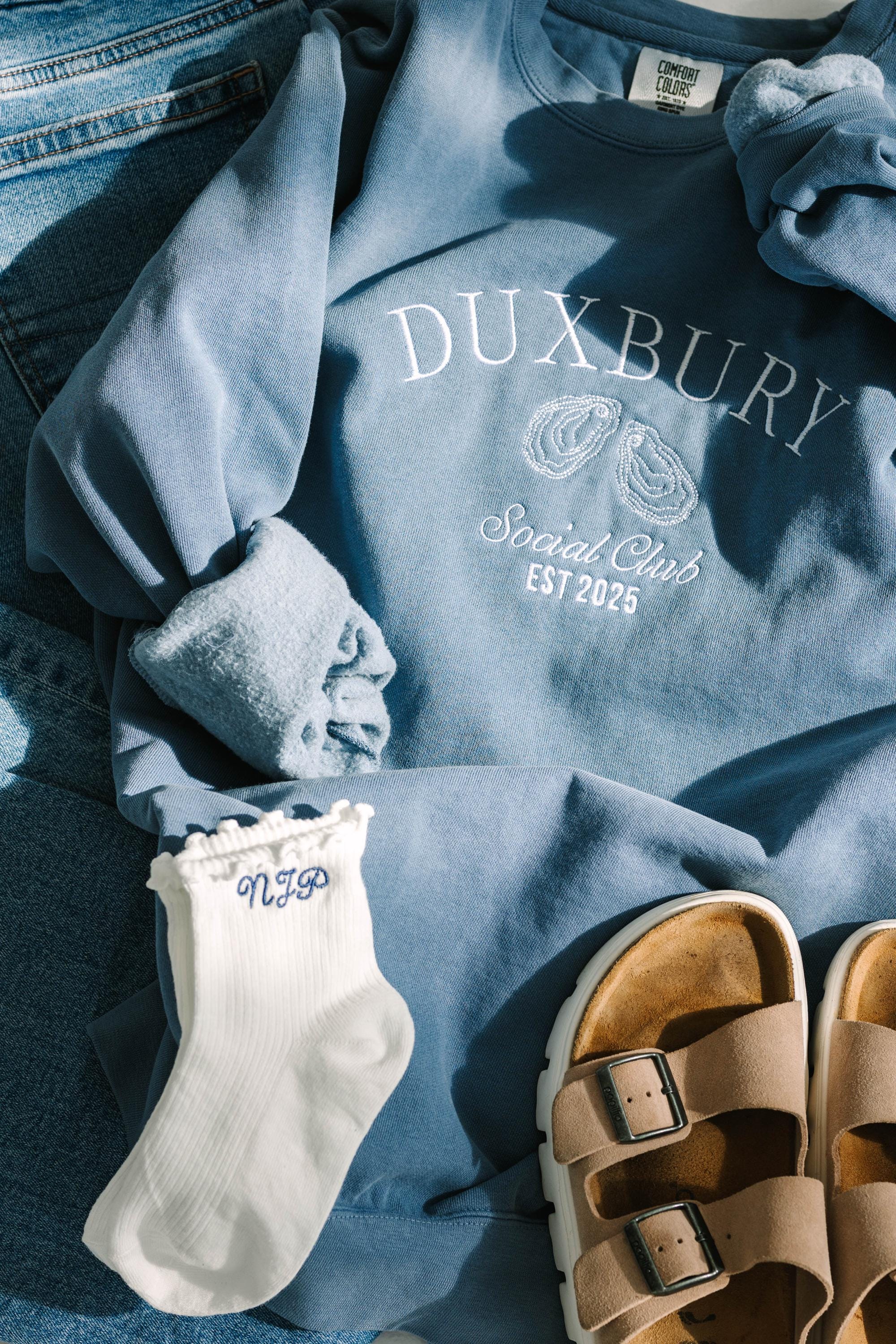 Personalized Embroidered Socks - Custom Crew Socks With Initials & Bow Design