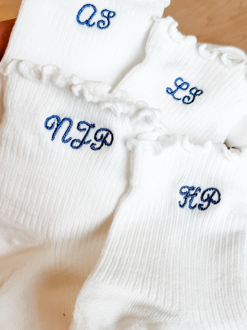 Personalized Embroidered Socks - Custom Crew Socks With Initials & Bow Design
