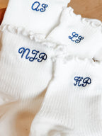 Personalized Embroidered Socks - Custom Crew Socks With Initials & Bow Design