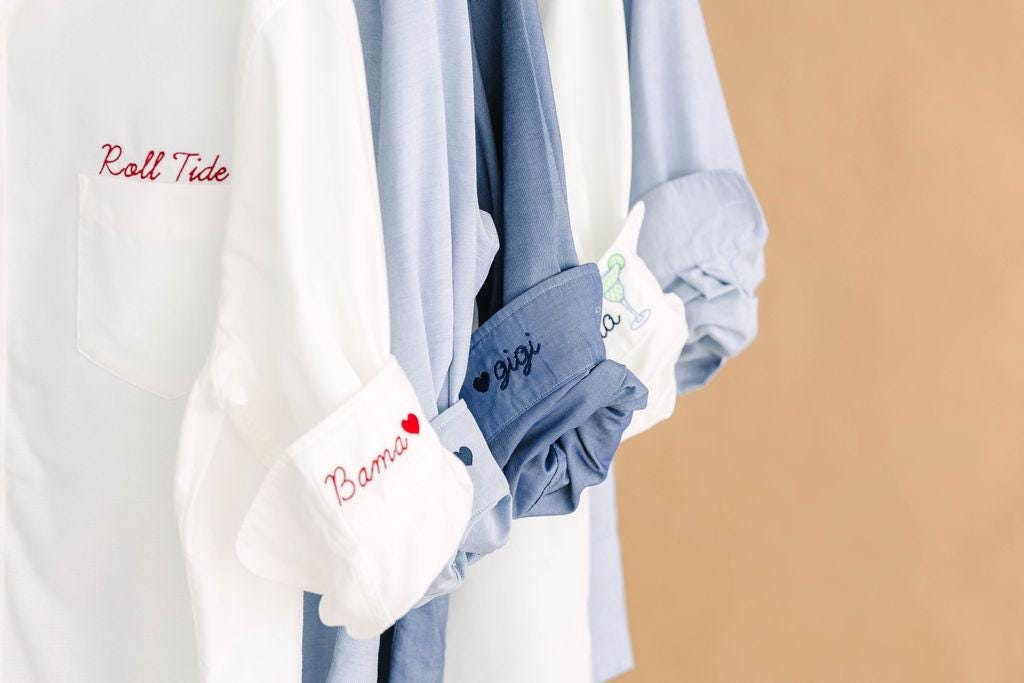 Embroidered Button Down - Personalized Bridal Party Shirts | Wrinkle Resistant Oxford Blend