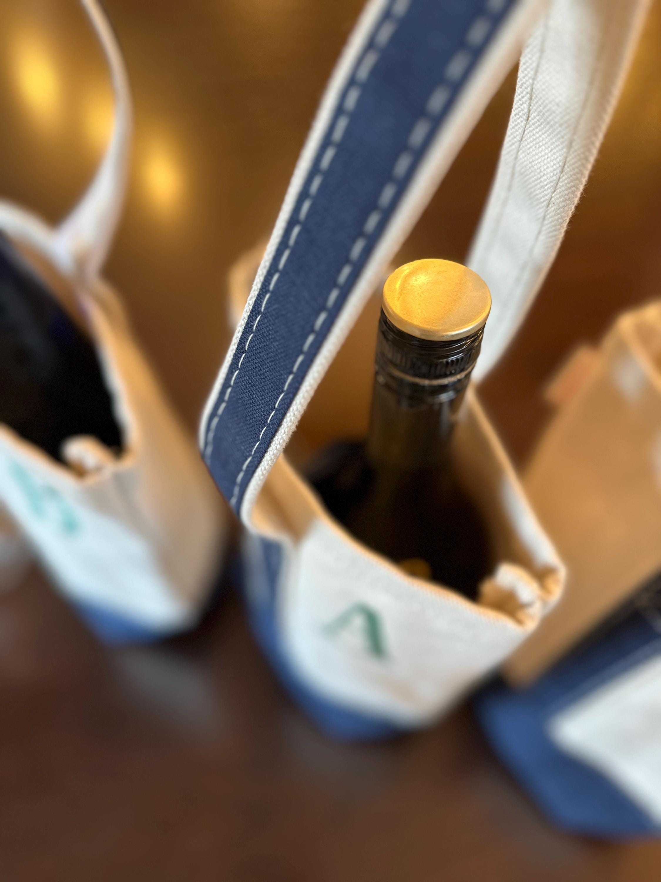 Personalized Wine Tote - Monogram Wine Bag With Removable Velcro Dividers