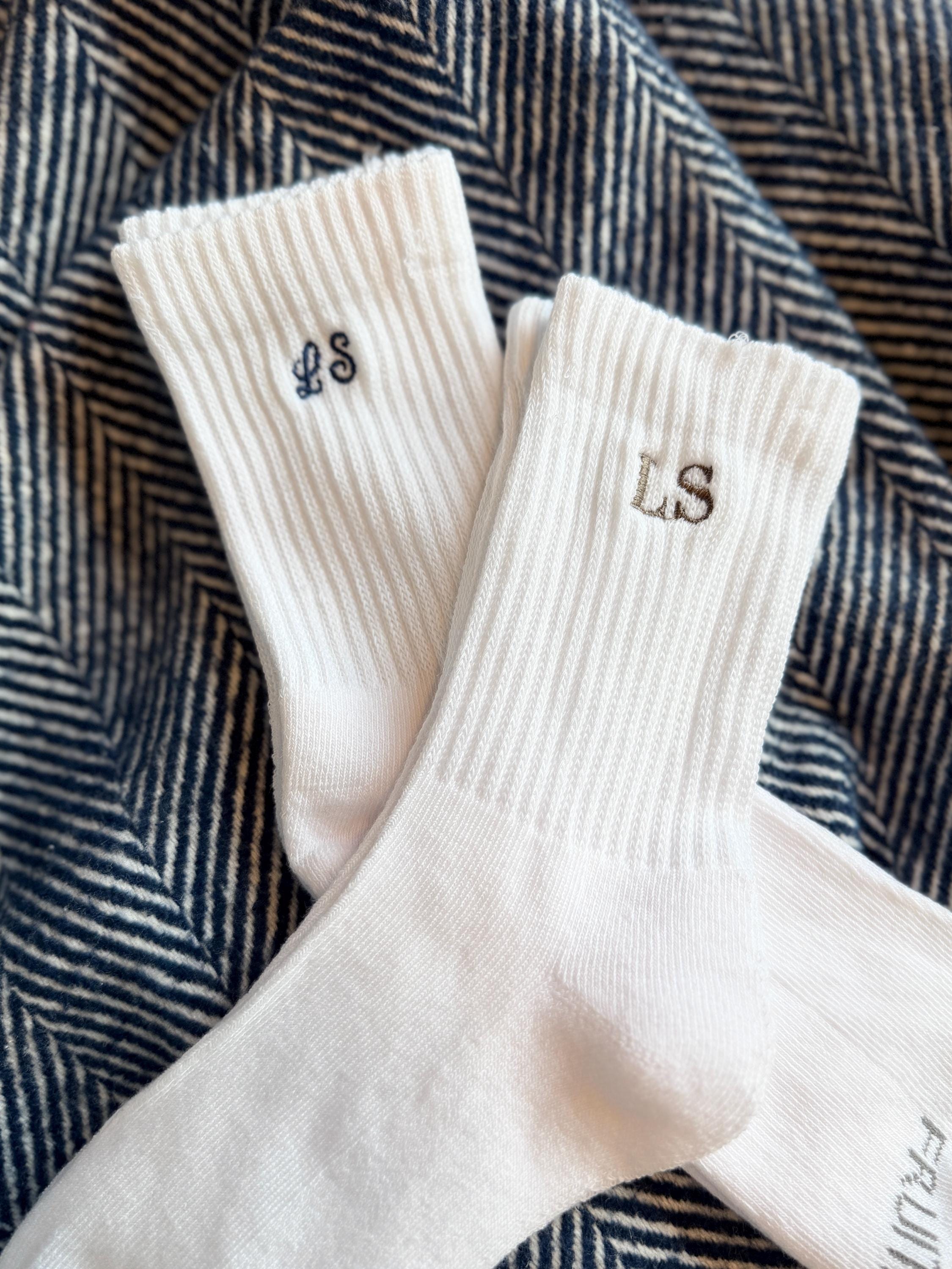 Personalized Embroidered Socks - Custom Crew Socks With Initials & Bow Design