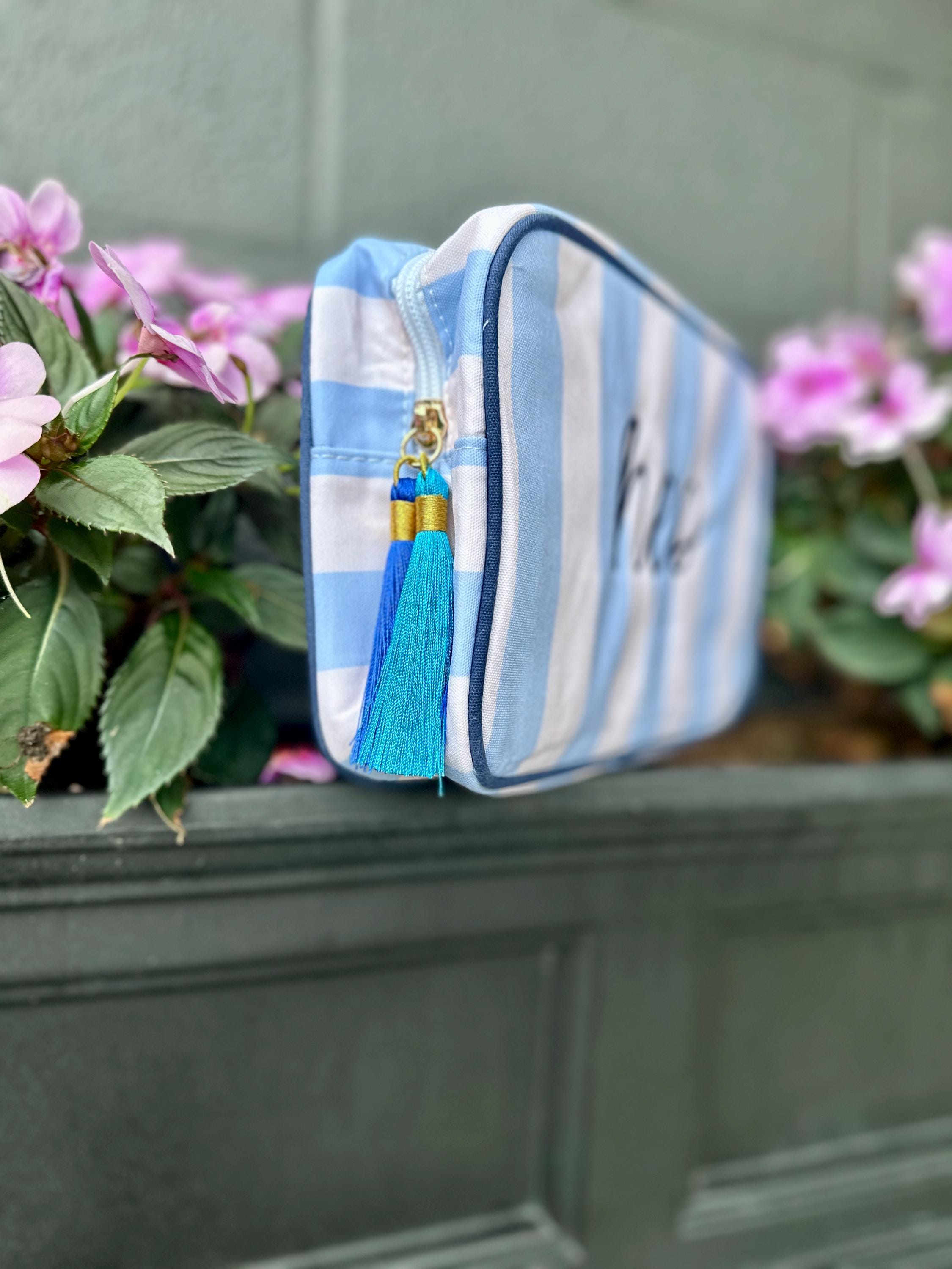 Mahjong Tile Pouch - Preppy Travel Bag With Tassels | Embroidered Pencil Case