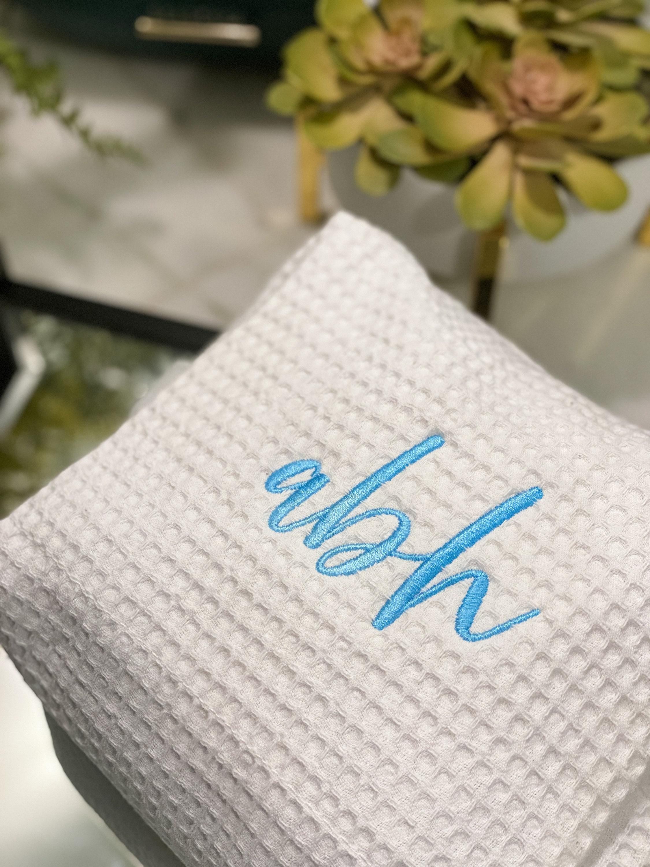 Embroidered Makeup Bag – Personalized Spa Pouch | Waffle Weave Cosmetic Case