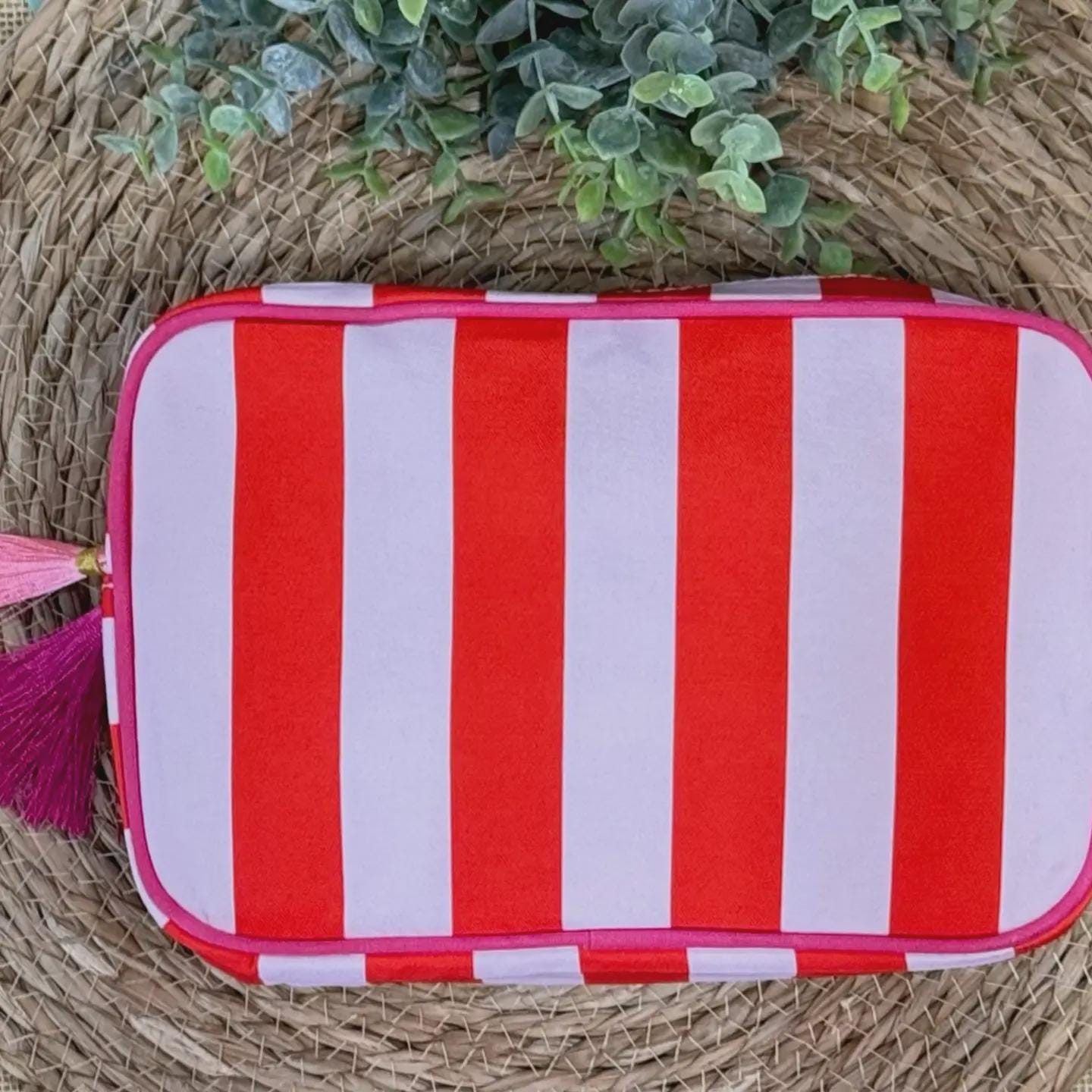 Mahjong Tile Pouch - Preppy Travel Bag With Tassels | Embroidered Pencil Case
