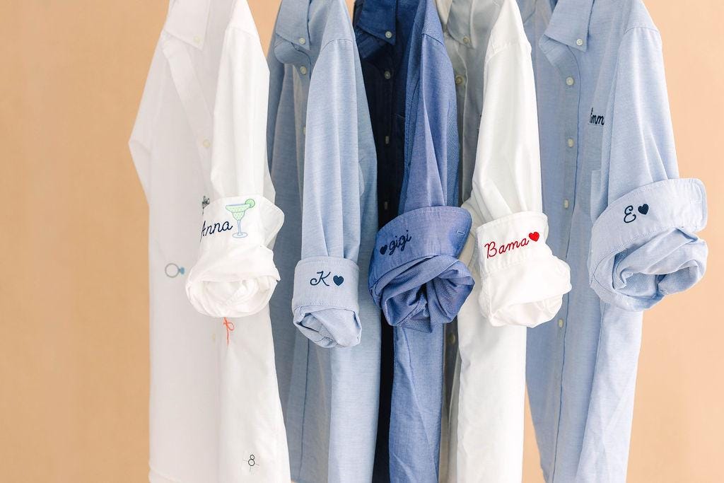 Personalized Oxford Shirt - Embroidered Cuff, Oversized Mens Fit, Bridal Party Gift