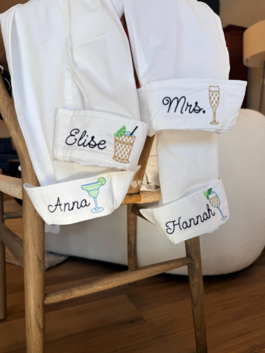 Embroidered Bridal Shirt - Custom Button Down With Personalized Cuff Embroidery
