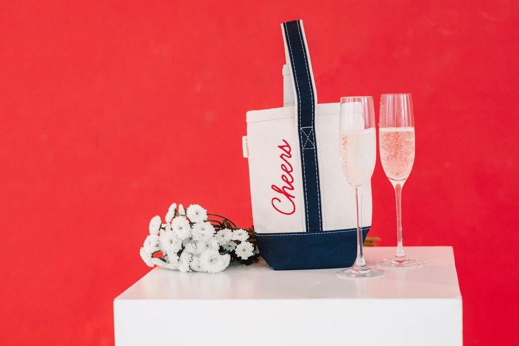 Personalized Wine Tote - Monogram Wine Bag With Removable Velcro Dividers