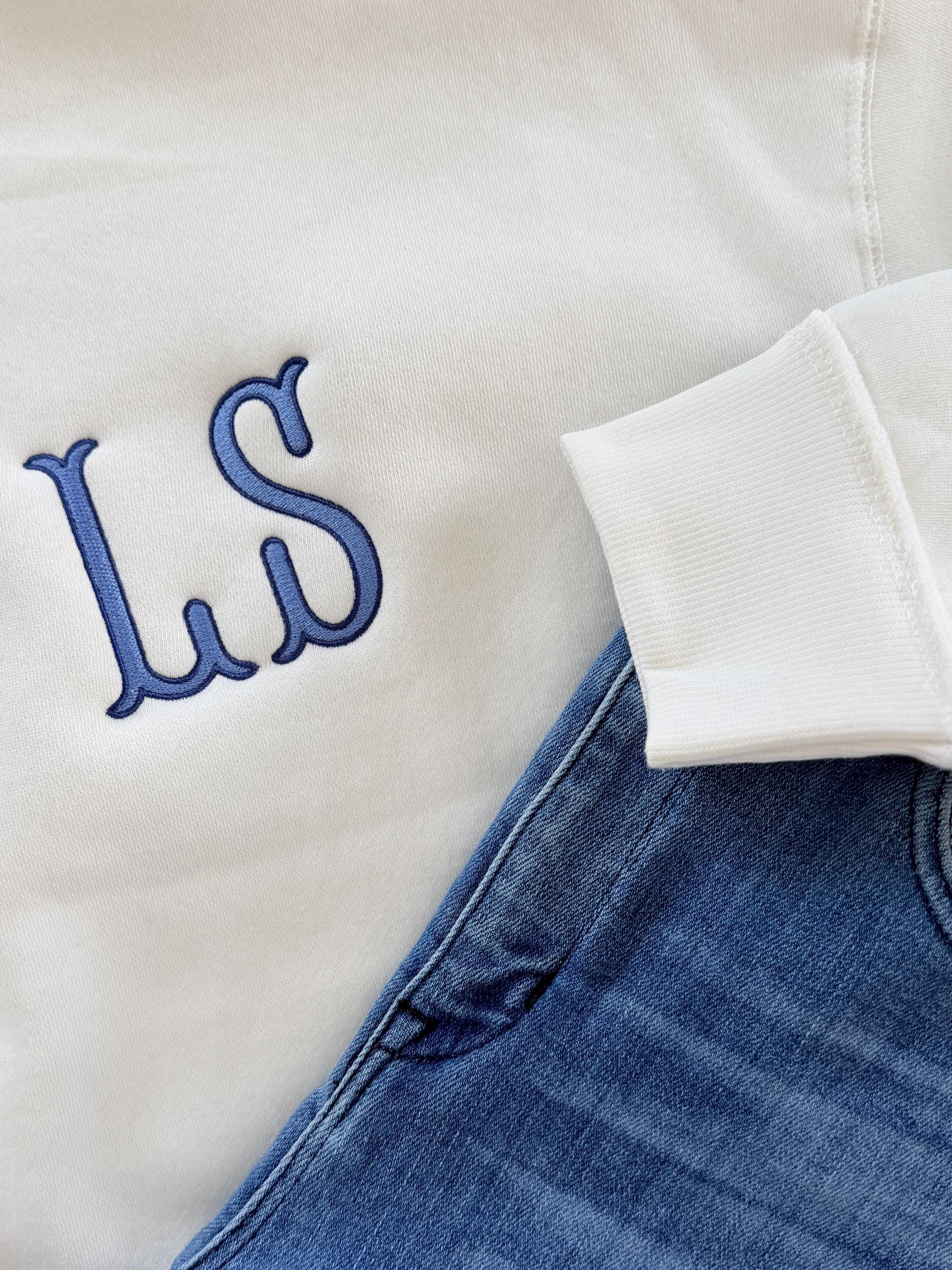 Mock Neck Sweatshirt - Custom Initials, Two Tone Embroidery, Relaxed Fit