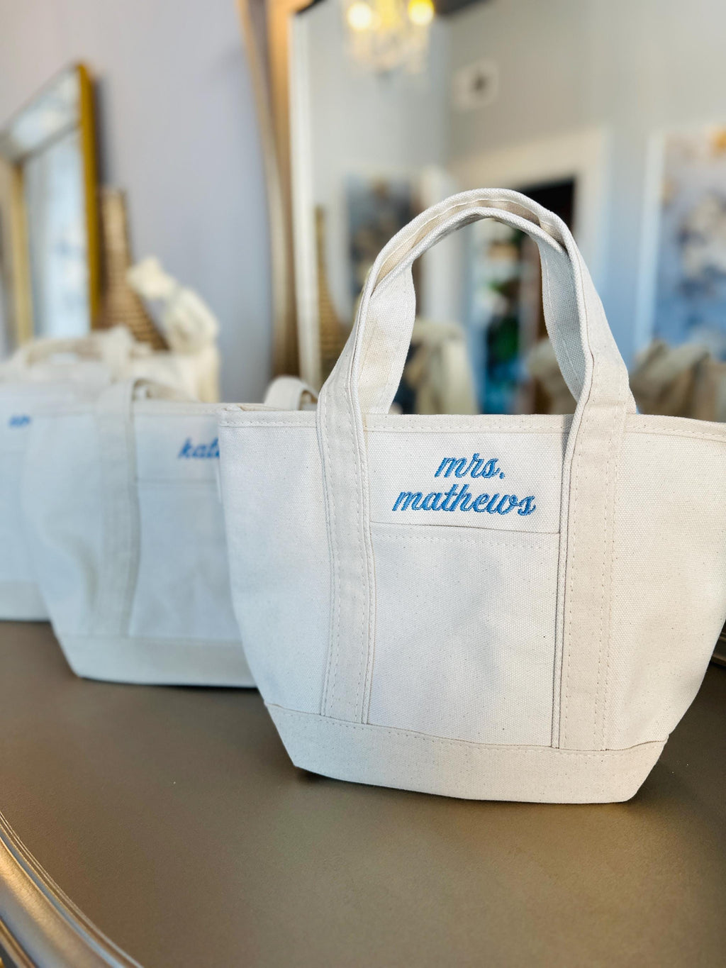 Mini Canvas Tote - Personalized Embroidered Bag | Custom Monogram Small Tote