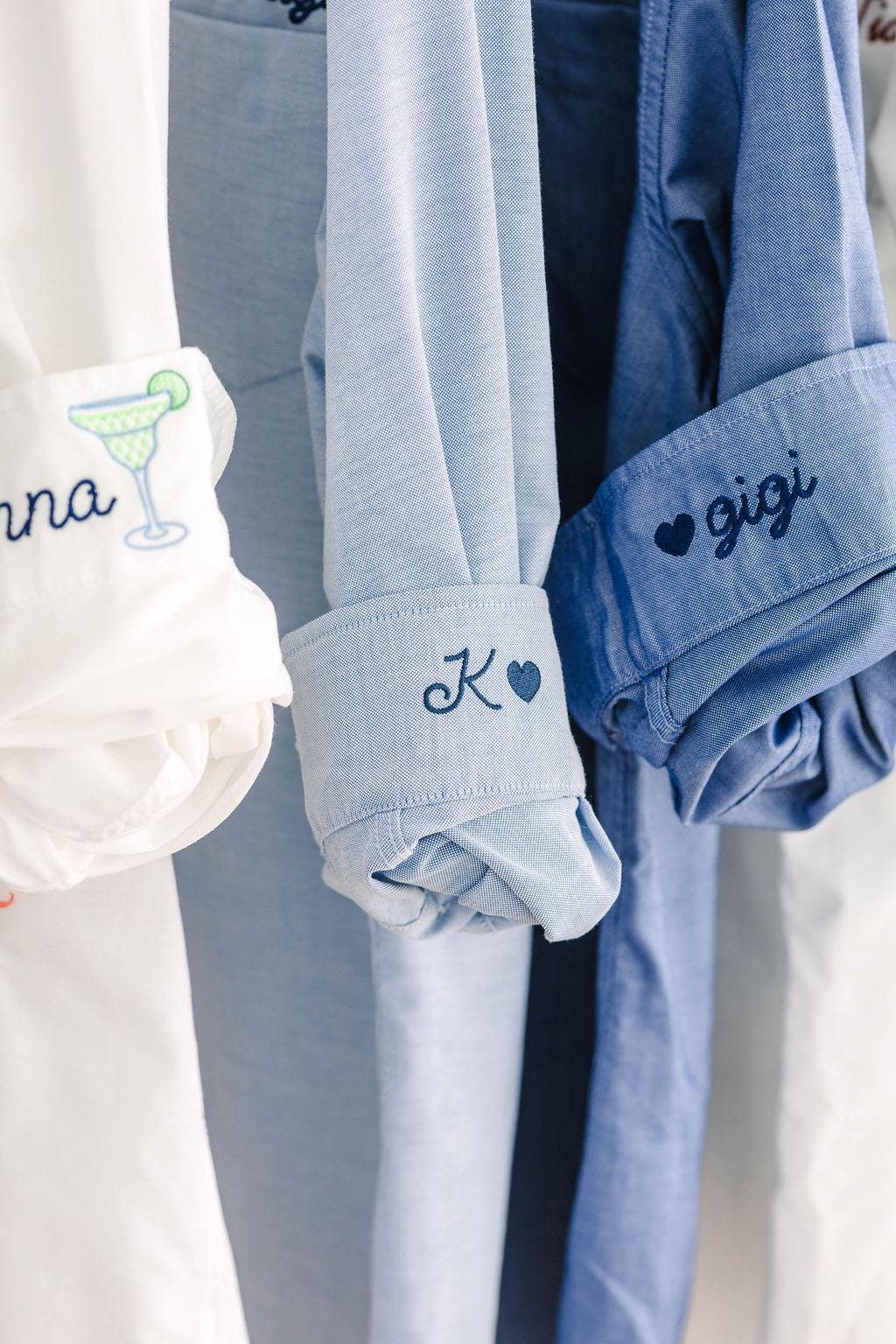 Personalized Oxford Shirt - Embroidered Cuff, Oversized Mens Fit, Bridal Party Gift