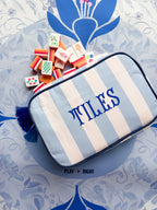 Mahjong Tile Pouch - Preppy Travel Bag With Tassels | Embroidered Pencil Case