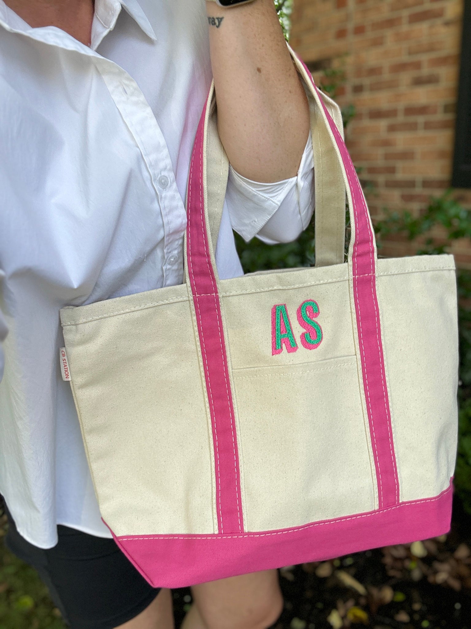 Monogram Boat Bag, Ironic Boat Canvas Bag, Personalized Tote Bag, Custom Tote Bag, Preppy Tote Bag, Embroidered 90s Classic Tote Carryall