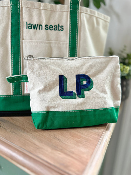 Custom Tote and Pouch Set, Travel Luggage Set, Monogram Canvas Tote Bag Set, Custom Travel Set, Preppy Boat Bag, Embroidered Matching Set