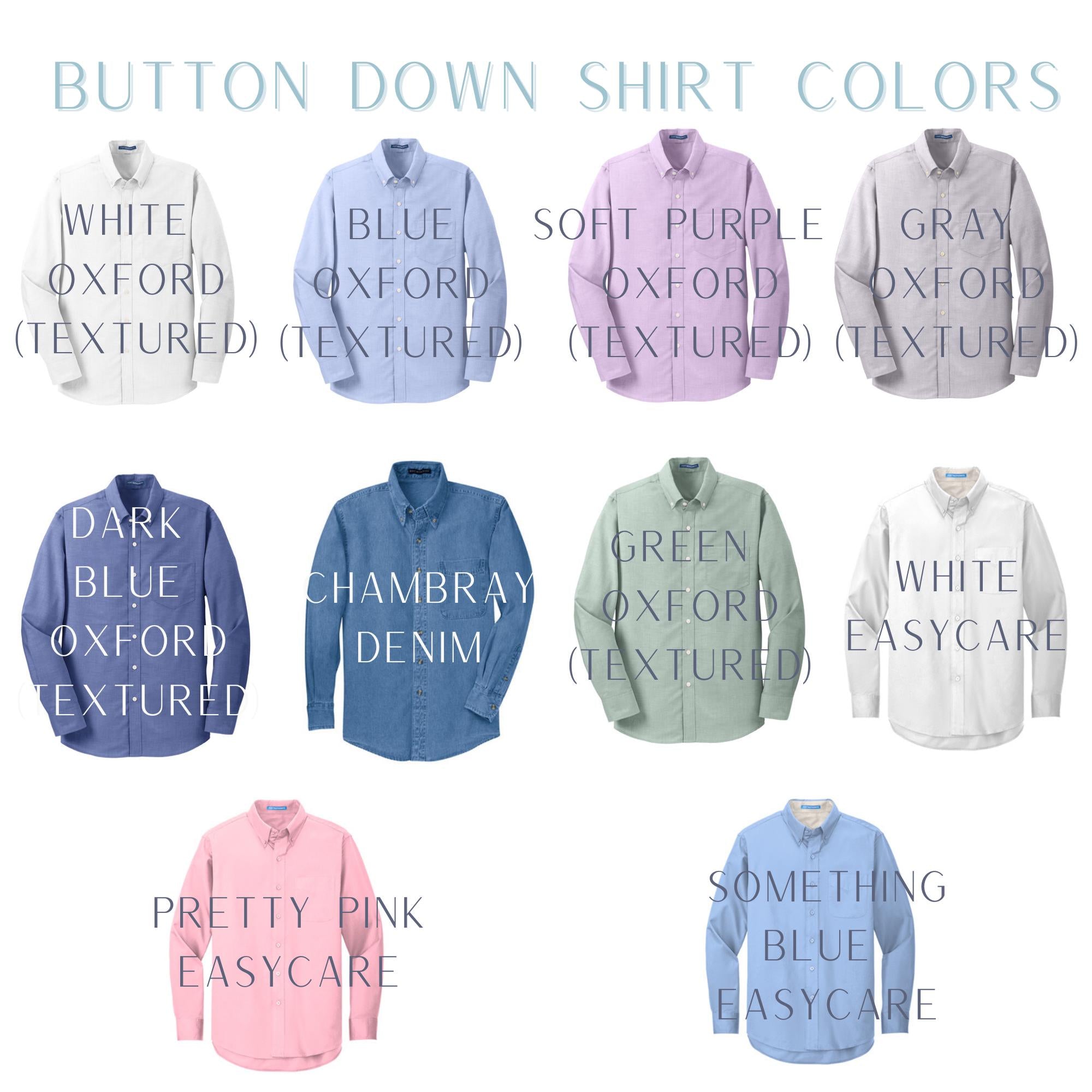 Button Down With Embroidered Cuff Detail, Button Down For Bridal Party, Minimalist Wedding Day Button Up Shirt, Mini Monogram Coastal Oxford