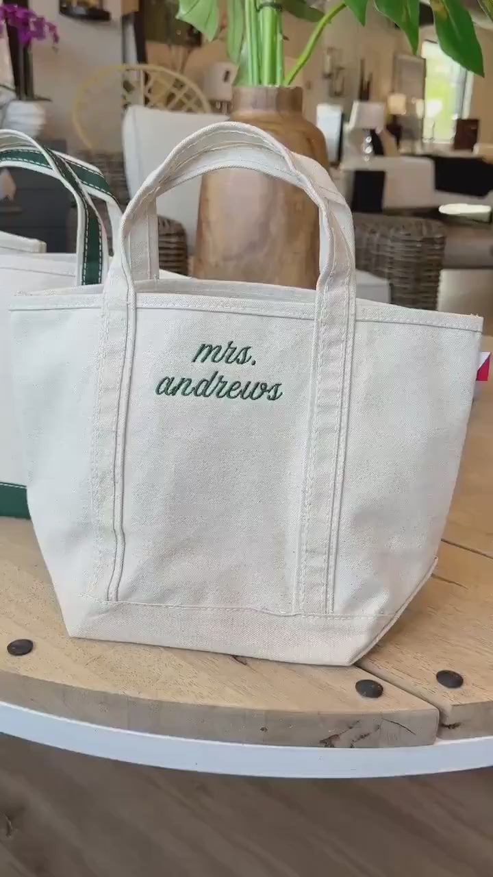 Mini Canvas Tote - Personalized Embroidered Bag | Custom Monogram Small Tote