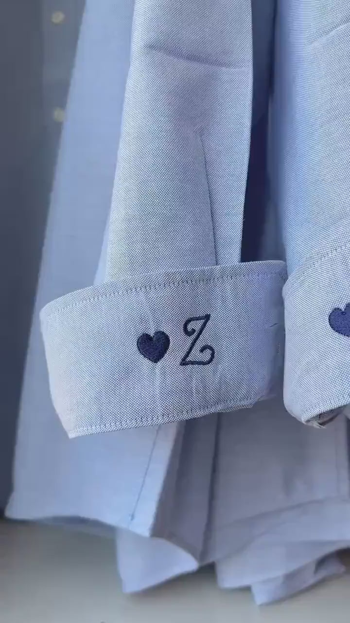 Personalized Oxford Shirt - Embroidered Cuff, Oversized Mens Fit, Bridal Party Gift