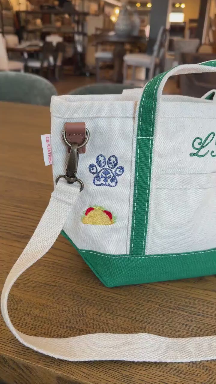 Custom Crossbody Tote - Embroidered Canvas Bag With Adjustable Strap & Zipper Closure