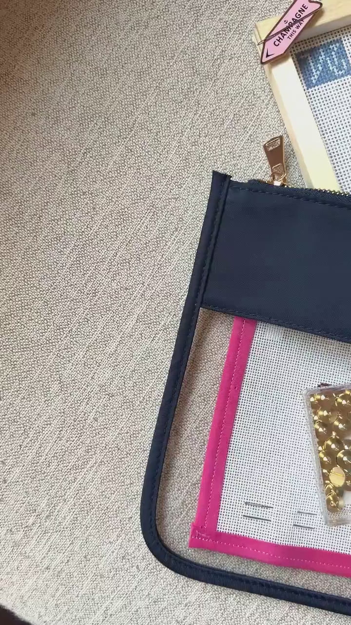 Clear Vinyl Pouch - Personalized Embroidered Project Accessory Bag for Needlepoint & Mahjong