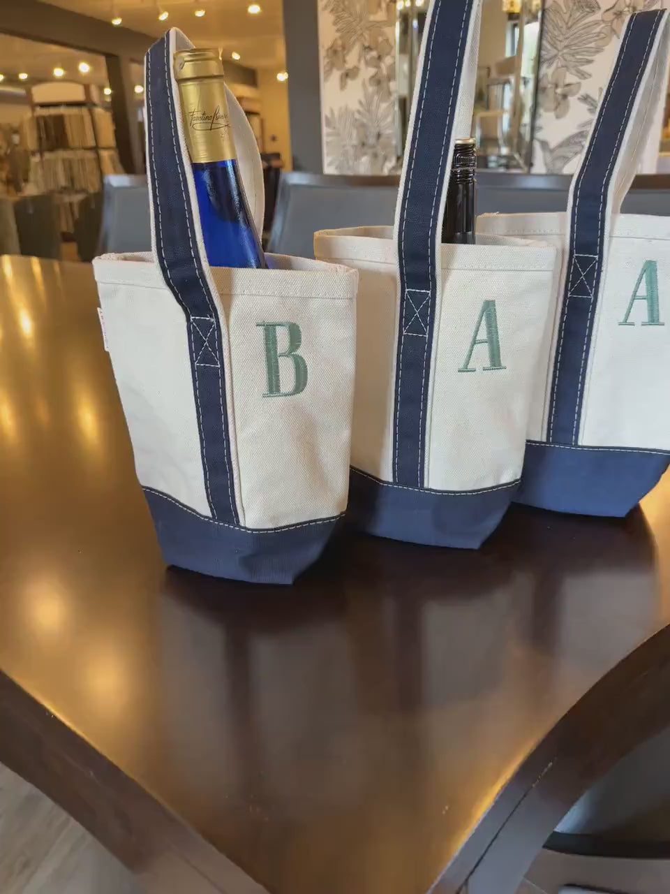 Personalized Wine Tote - Monogram Wine Bag With Removable Velcro Dividers