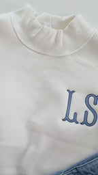 Mock Neck Sweatshirt - Custom Initials, Two Tone Embroidery, Relaxed Fit