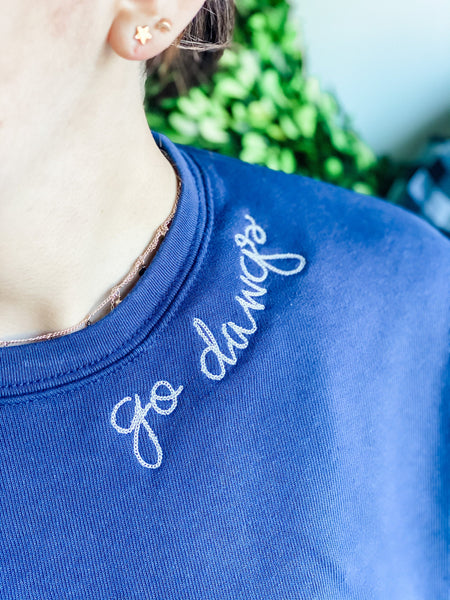 Sadie Custom Embroidered Chain Stitch Sweatshirt
