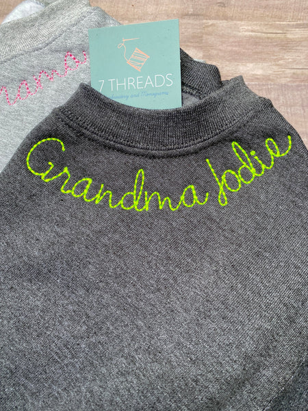 The Lila Embroidered Sweatshirt With Personalized Collar & Cuff