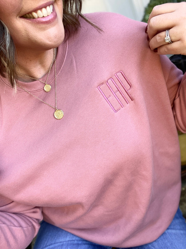 Womens Custom Embroidered Monogram Embroidered Sweatshirt