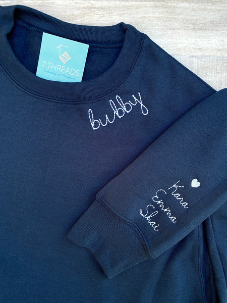 The Lila Embroidered Sweatshirt With Personalized Collar & Cuff