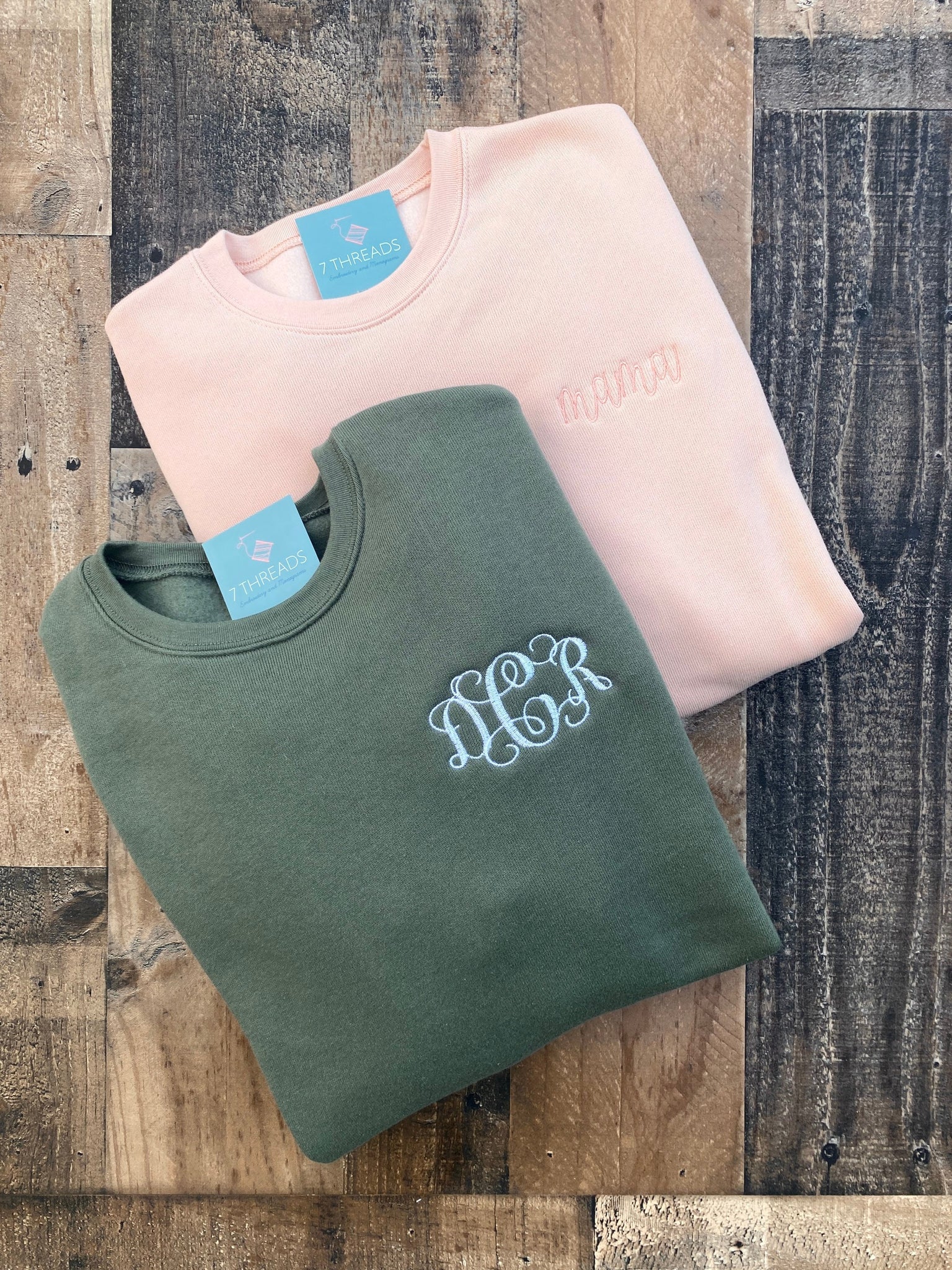 EMBROIDERED Comfort Colors Personalized Monogram Crewneck 