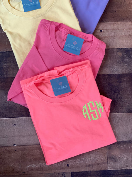 Monogram Comfort Color Tee| Embroidered Monogrammed T-shirt|  Comfort Colors Short Sleeve| Bridal Party Shirts| Bridesmaid Shirt| Preppy Tee
