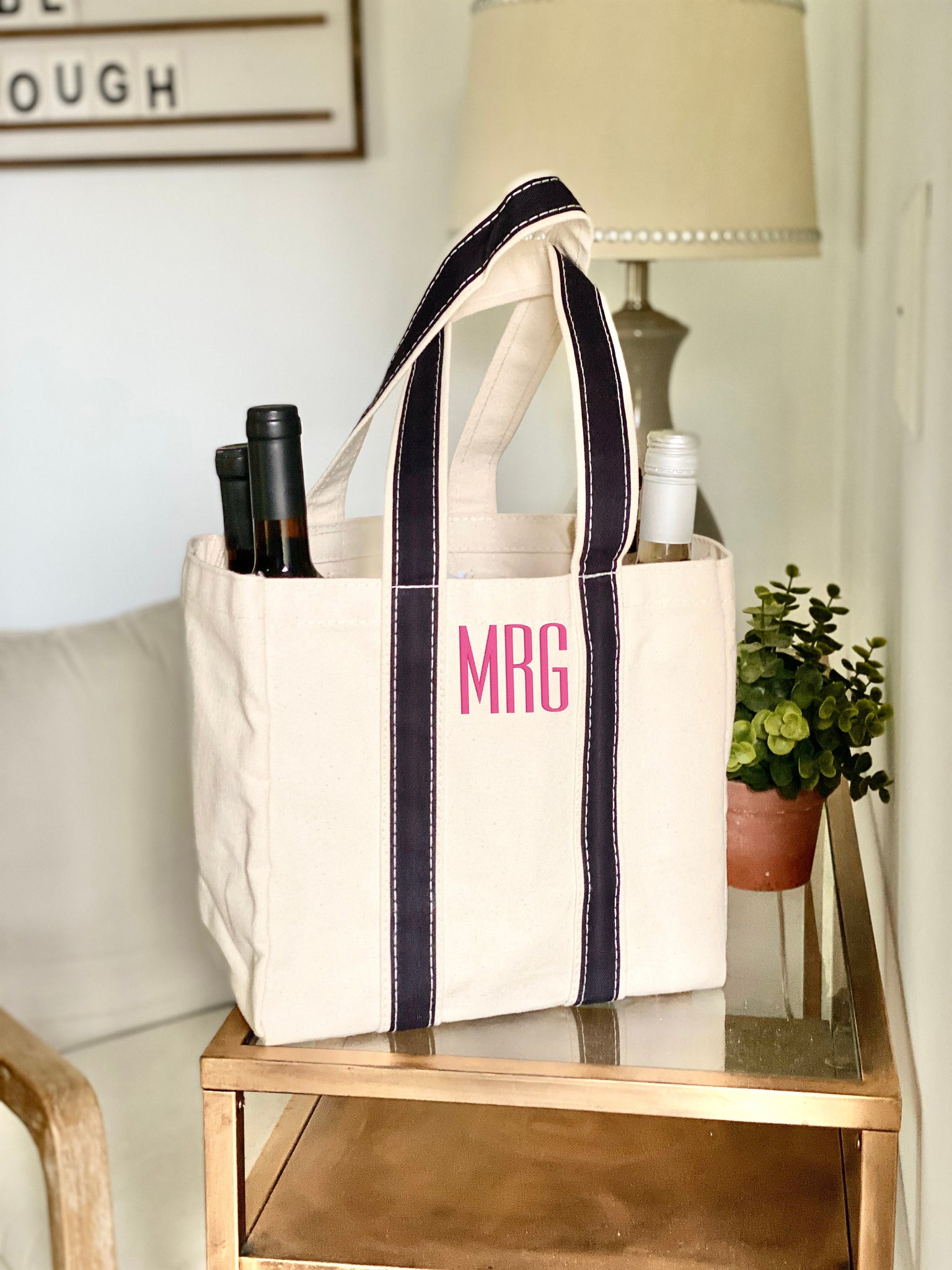 Personalized Wine Tote | Monogram Wine Bag | Bridesmaid Gift | Bridal Shower Gift | Wine Carrier | Embroidered Wine Bottle Carrier | Holds 4