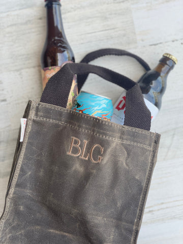 Personalized Beer Tote | Perfect Fathers Day Gift | Beer Carrier |  Custom Groomsmen Gift | Beer Lovers Gift | Waxed Beer Tote |  Beer Caddy