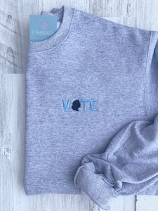 Vote Sweatshirt, RBG Ruth Bader Ginsburg Silhouette Sweatshirt, Voting Rights Embroidered Crewneck, When There Are Nine, Womens Rights